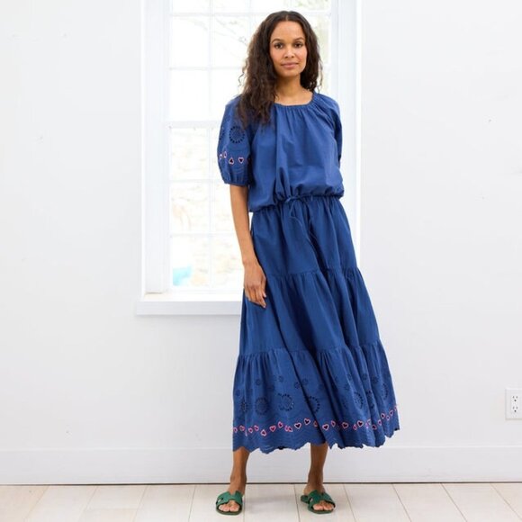 Kerri Rosenthal Lizzie Eyelet Blouse Top Heart Embroidered Tie Cotton S 275521 - Picture 1 of 8